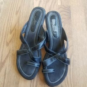 Fioni Womans 9 Black Wedge Sandals Open Toe